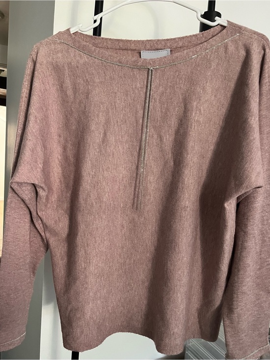 Sweaters - Milano Dusty Rose Scoop Neck Sweater with Center Seam